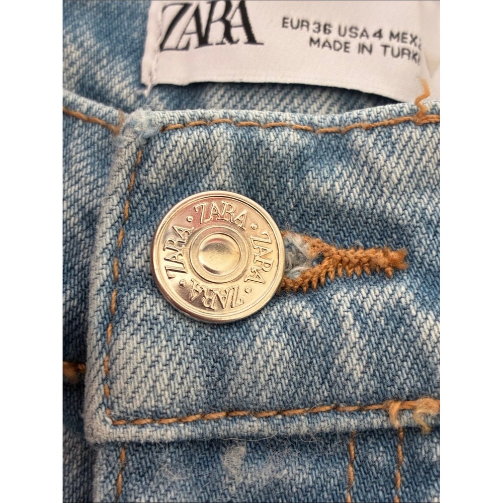ZARA Size 4 Light Wash Wide Leg Tapered High Waisted Jeans Baggy Slouchy‎ - Picture 10 of 10